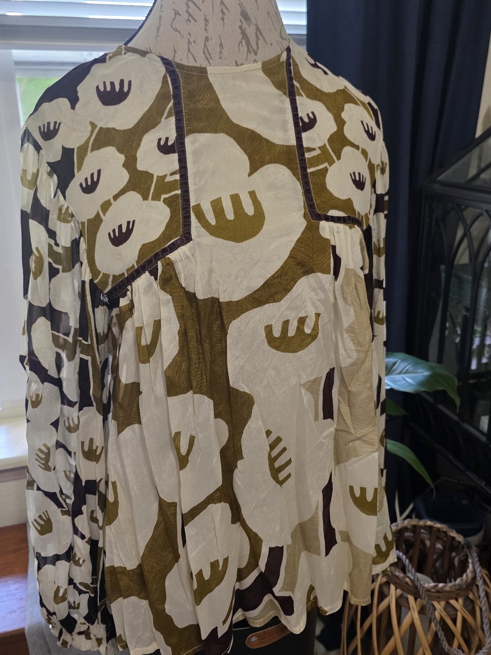 Anthropologie Bl^nk London Blouse Miranda Peasant Blouse